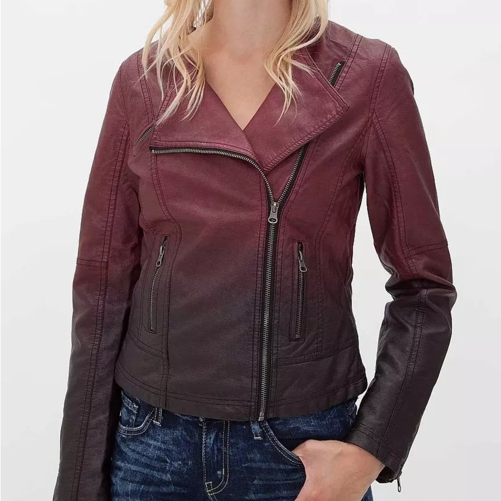 Women's BKE Red Ombré Faux Leather Jacket